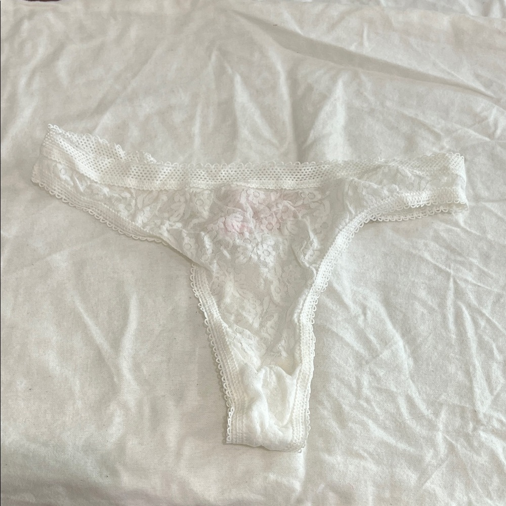 NWT - Victoria's Secret White Lace Thong